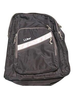 Vintage L.L. Bean Black Nylon Backpack D589 Multiple Compartments Adjustable St